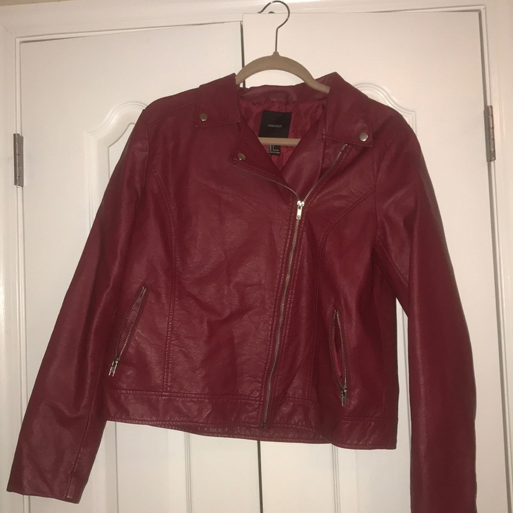 Forever 21 maroon leather jacket